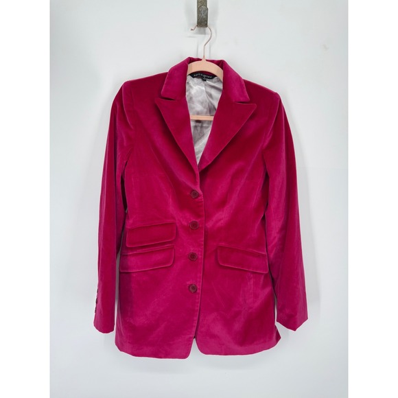 Supply & Demand Jackets & Blazers - Supply & Demand Blazer Women XS Fuchsia Pink Velvet Notched Lapel NEW